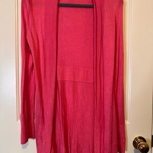 White House Black Market Open-Front Cardigan in Bright Pink